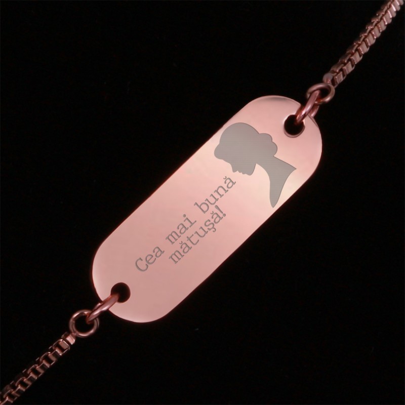 Bratara Gravata Rose Gold din Inox Oval Cea mai buna Matusa