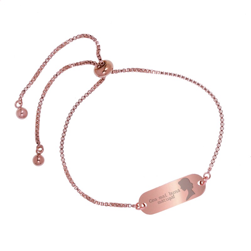 Bratara Gravata Rose Gold din Inox Oval Cea mai buna Matusa
