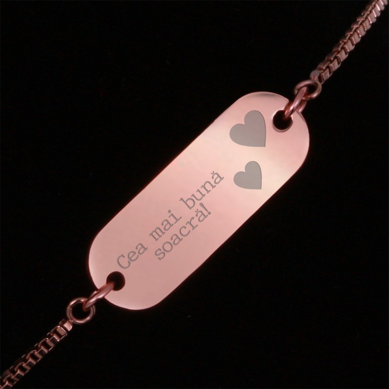Bratara Gravata Rose Gold din Inox Oval Cea mai buna Soacra