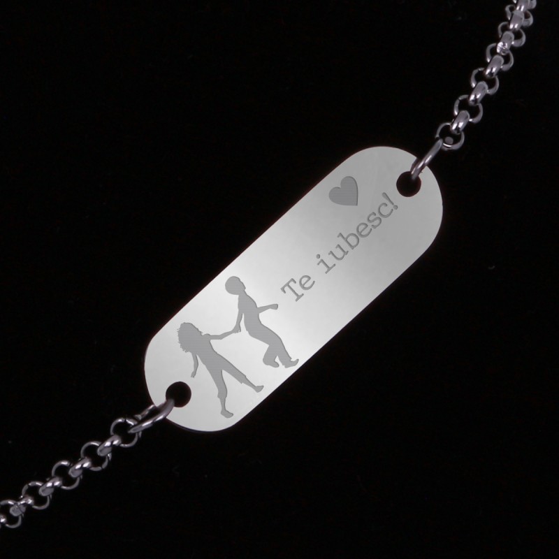 Bratara Gravata Argintie din Inox Oval Hai sa Fim Copii