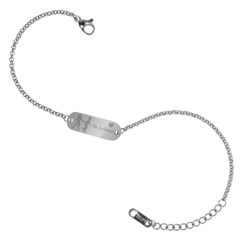 Bratara Gravata Argintie din Inox Oval Hai sa Fim Copii
