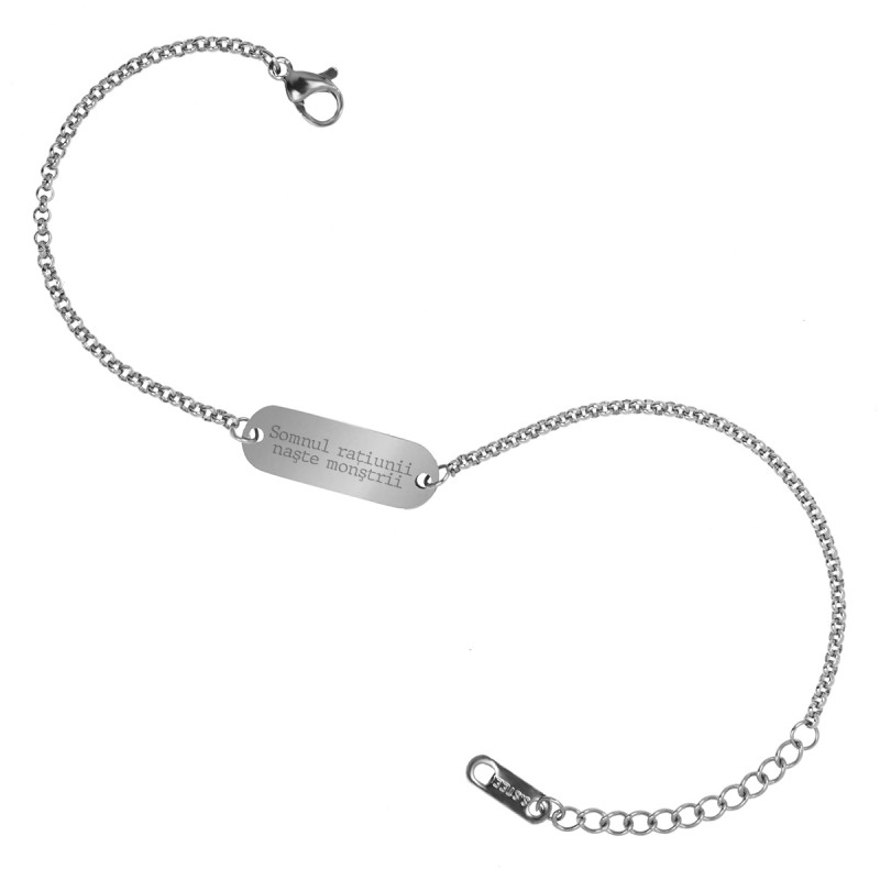 Bratara Gravata Argintie din Inox Oval Somnul Ratiunii