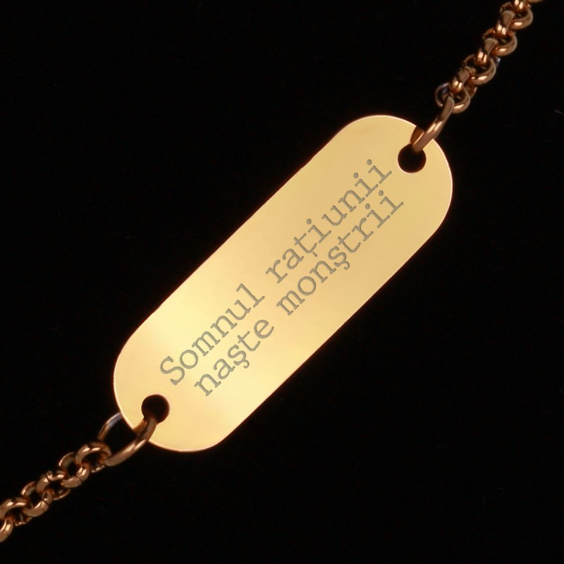 Bratara Gravata Aurie din Inox Oval Somnul Ratiunii