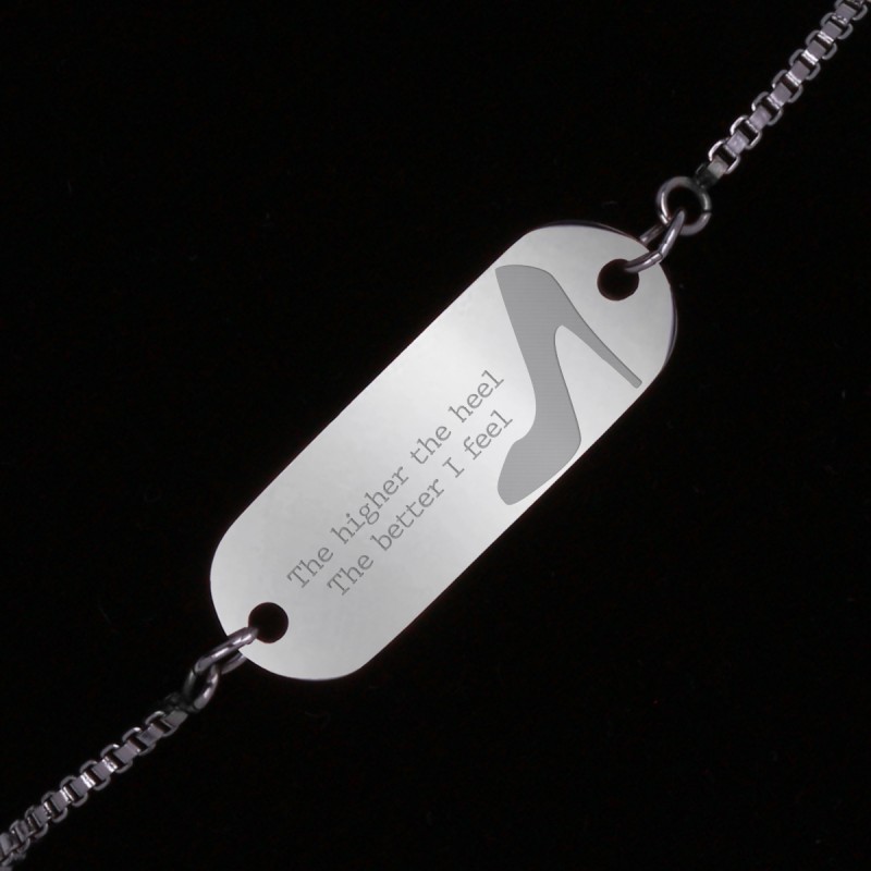 Bratara Gravata Argintie din Inox Oval Pe Tocuri