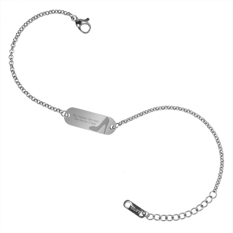 Bratara Gravata Argintie din Inox Oval Pe Tocuri