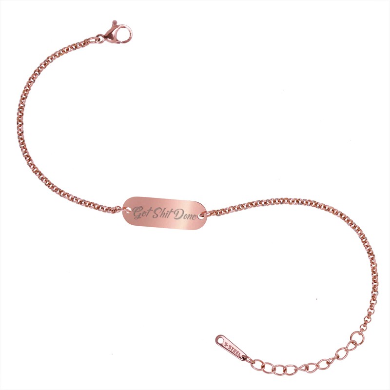 Bratara Gravata Rose Gold din Inox Oval Get Shit Done