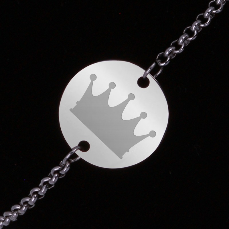 Bratara Gravata Argintie din Inox Rotund Coroana