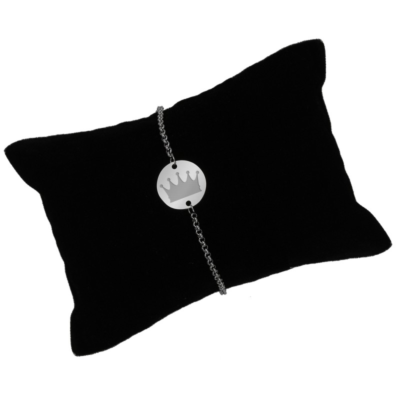 Bratara Gravata Argintie din Inox Rotund Coroana