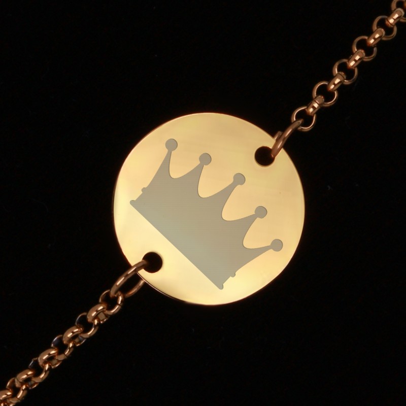 Bratara Gravata Aurie din Inox Rotund Coroana