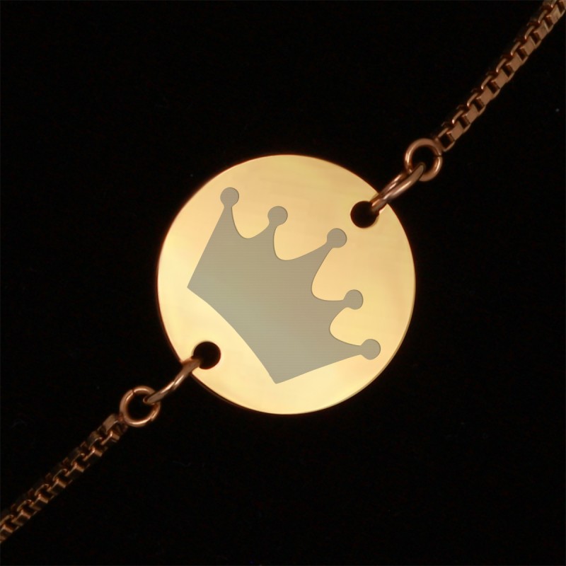 Bratara Gravata Aurie din Inox Rotund Coronita