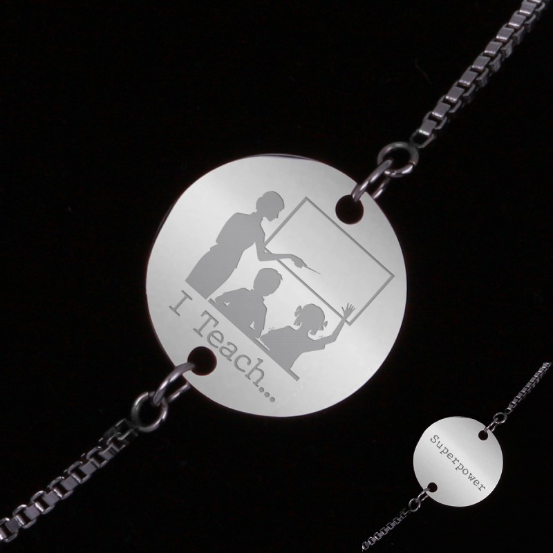 Bratara Gravata Argintie din Inox Superpower I Teach