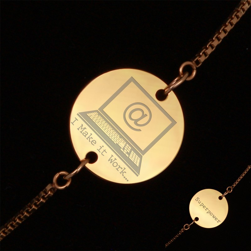 Bratara Gravata Aurie din Inox Superpower I Make it Work