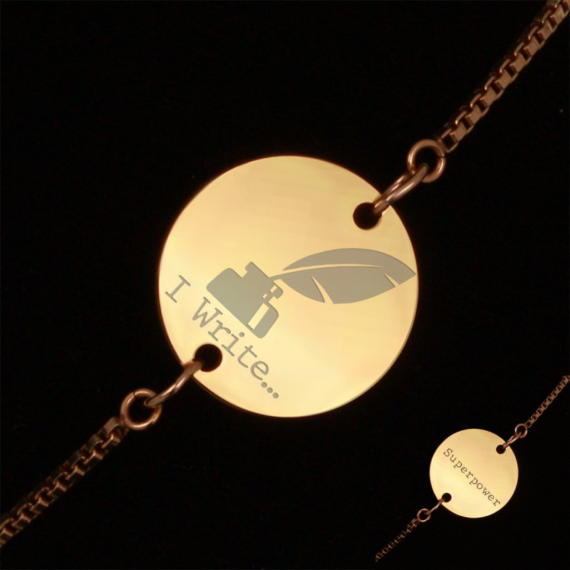 Bratara Gravata Aurie din Inox Superpower I Write