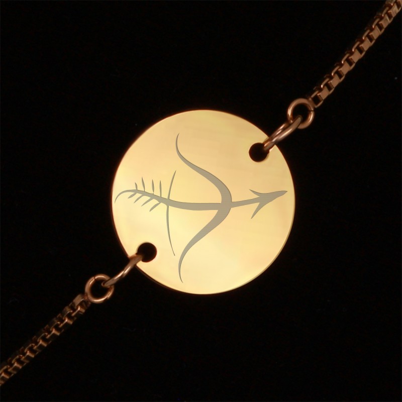 Bratara Gravata Aurie din Inox Rotund Zodiac Sagetator