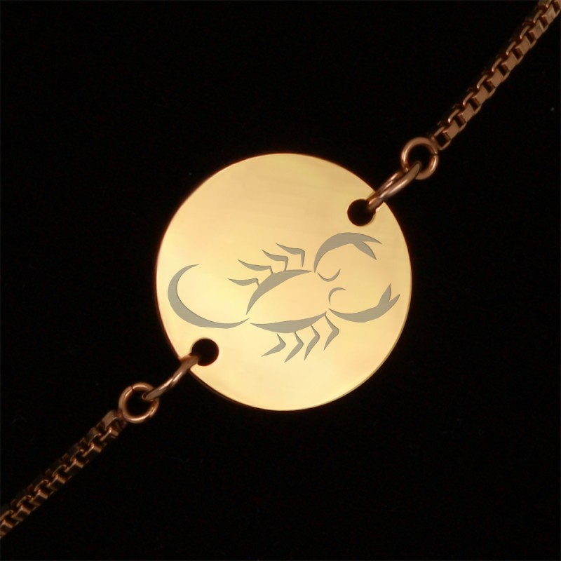 Bratara Gravata Aurie din Inox Rotund Zodiac Scorpion