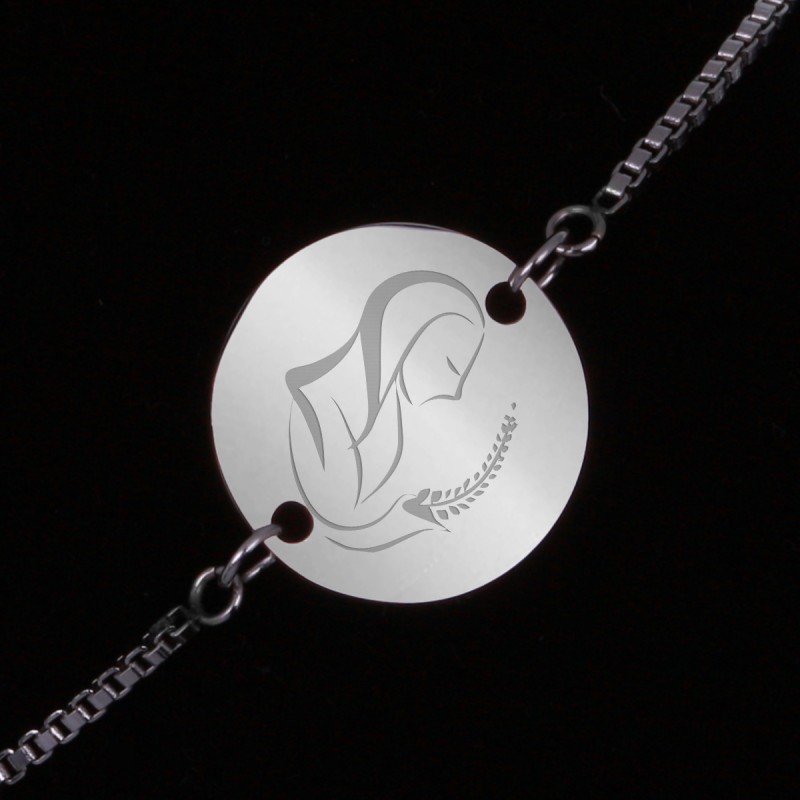 Bratara Gravata Argintie din Inox Rotund Zodiac Fecioara