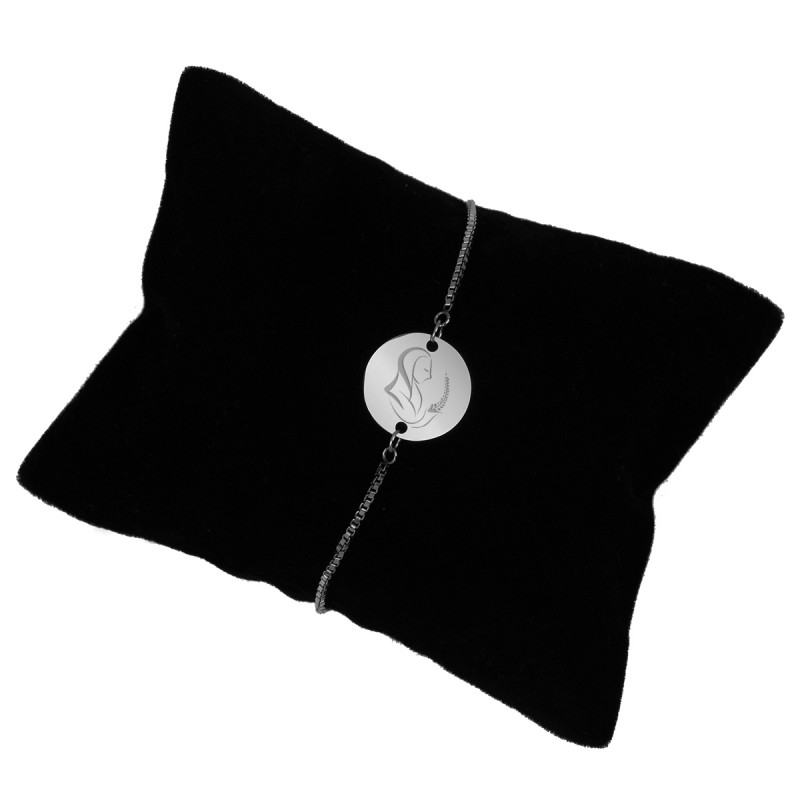 Bratara Gravata Argintie din Inox Rotund Zodiac Fecioara