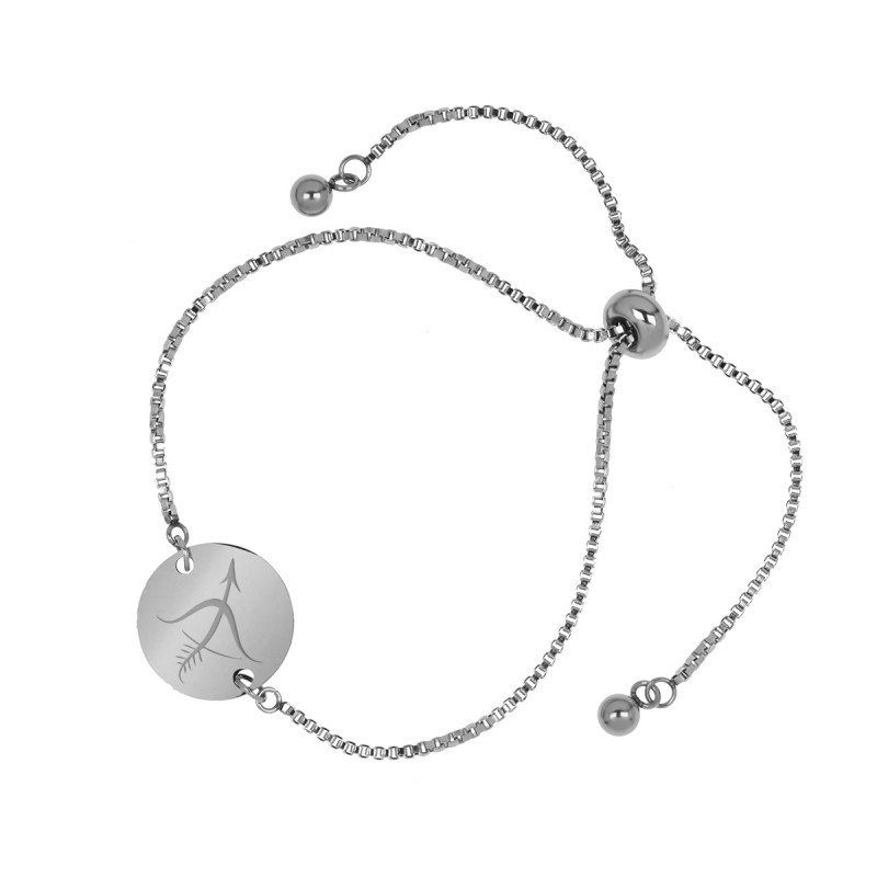 Bratara Gravata Argintie din Inox Rotund Zodiac Sagetator