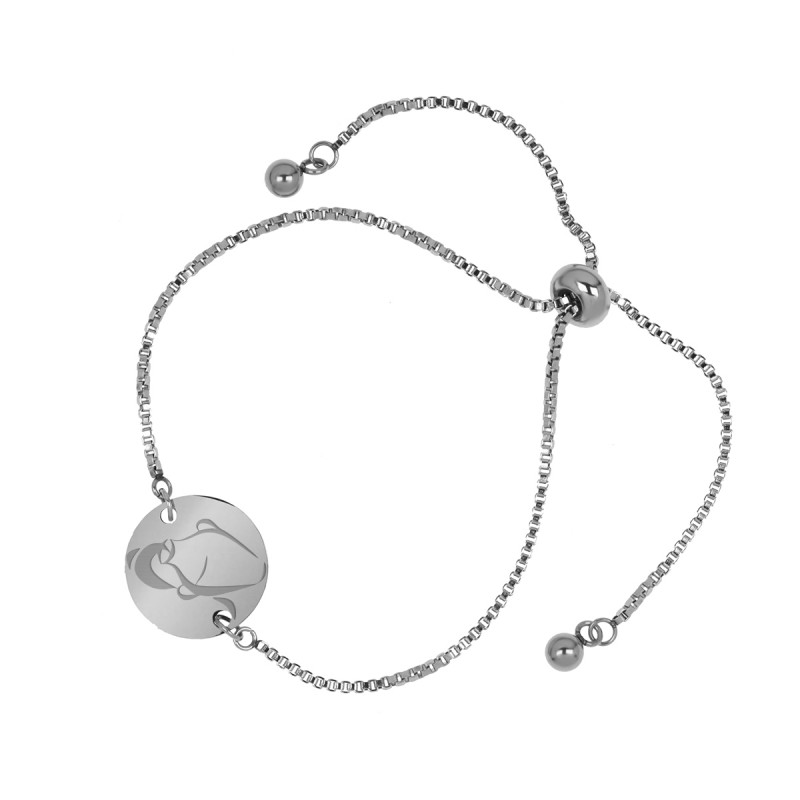 Bratara Gravata Argintie din Inox Rotund Zodiac Varsator