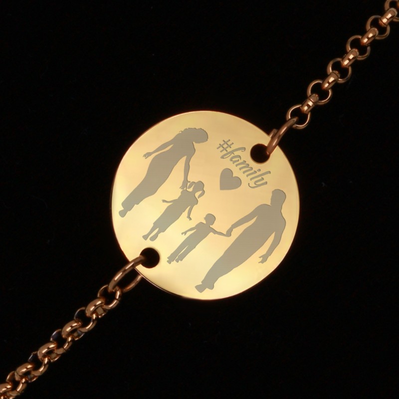 Bratara Gravata Aurie din Inox Rotund Familie