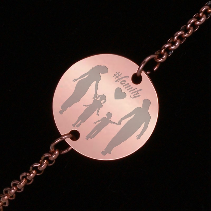 Bratara Gravata Rose Gold din Inox Rotund Familie