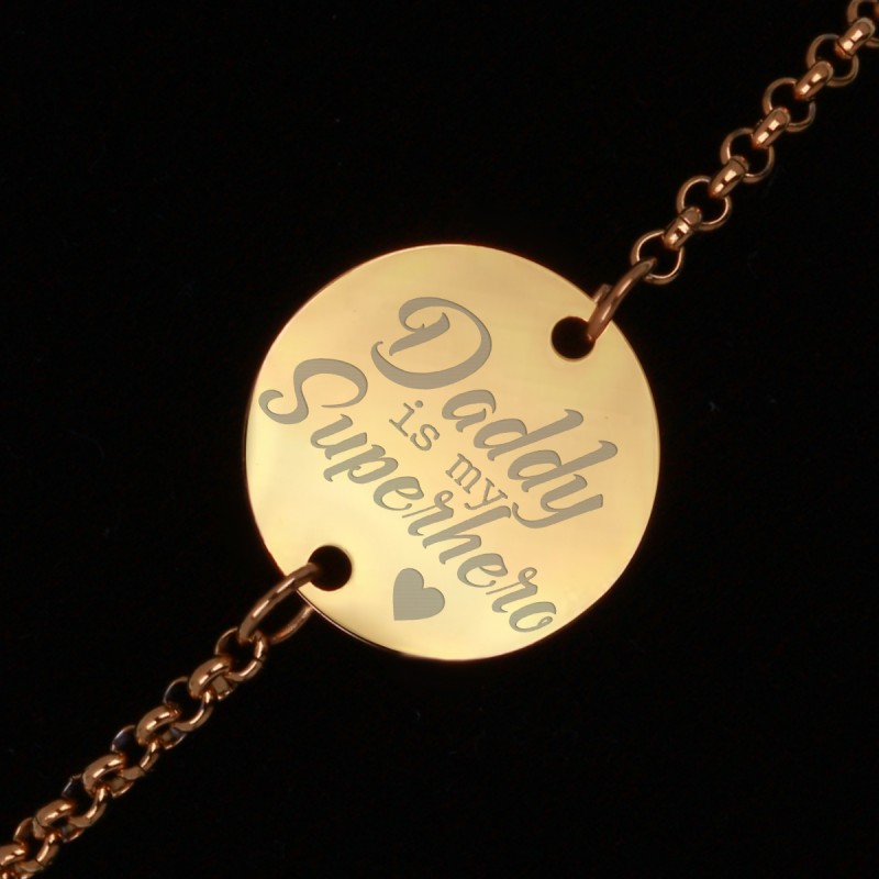 Bratara Gravata Aurie din Inox Rotund Superhero Dad