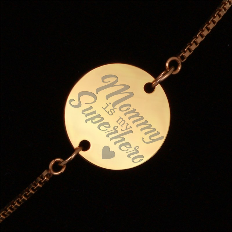 Bratara Gravata Aurie din Inox Rotund Superhero Mom