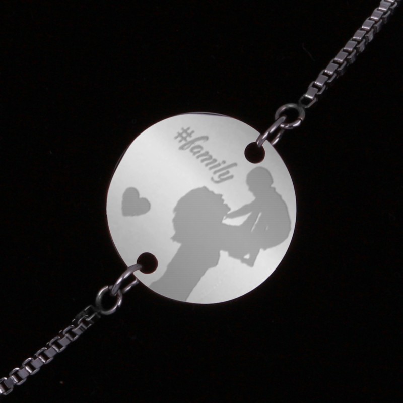 Bratara Gravata Argintie din Inox Rotund Mama