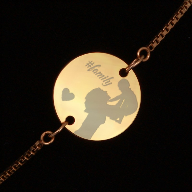 Bratara Gravata Aurie din Inox Rotund Mama