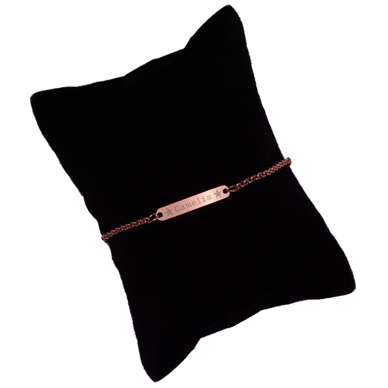 Bratara Gravata Rose Gold din Inox Placuta Nume Camelia