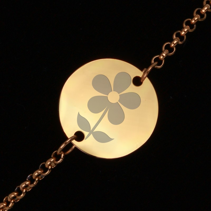 Bratara Gravata Aurie din Inox Rotund Floare pentru Tine