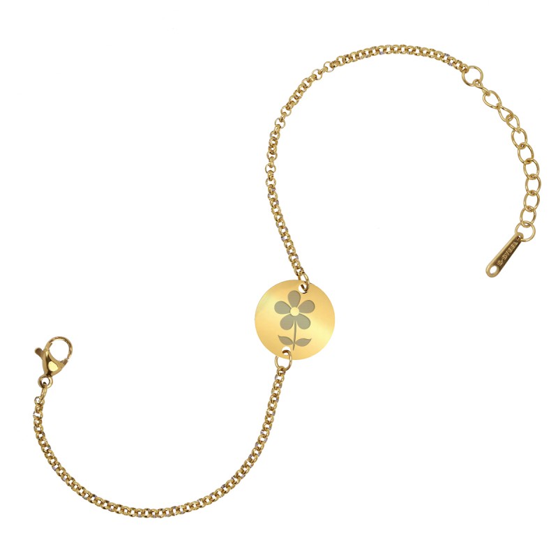 Bratara Gravata Aurie din Inox Rotund Floare pentru Tine