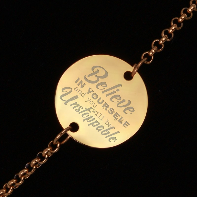 Bratara Gravata Aurie din Inox Rotund Believe in Yourself