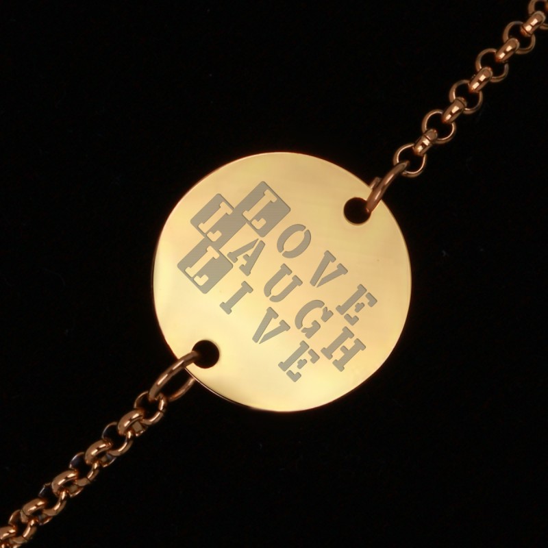 Bratara Gravata Aurie din Inox Rotund Love Laugh Live