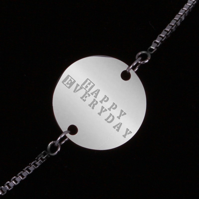 Bratara Gravata Argintie din Inox Rotund Happy Everyday