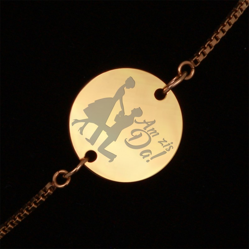 Bratara Gravata Aurie din Inox Rotund Am zis DA