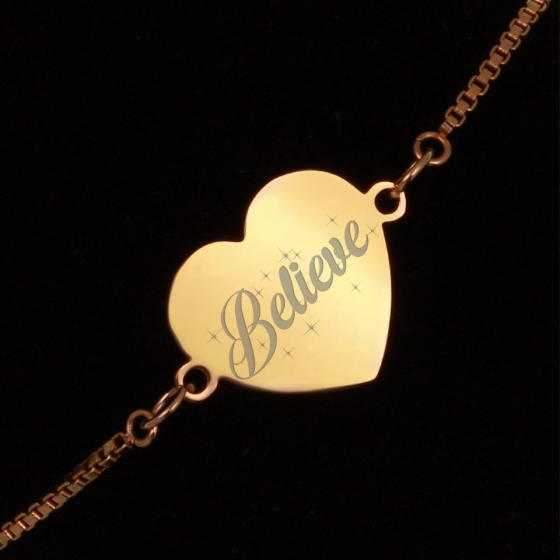 Bratara Gravata Aurie din Inox Inima Believe