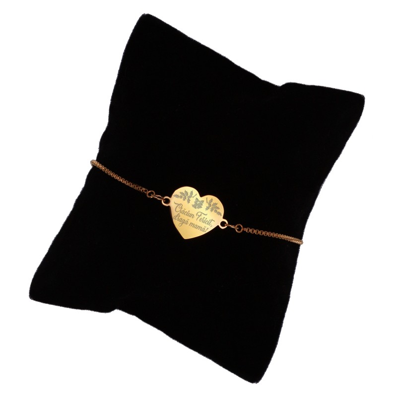 Bratara Gravata Aurie din Inox Inima Craciun Fericit Mama