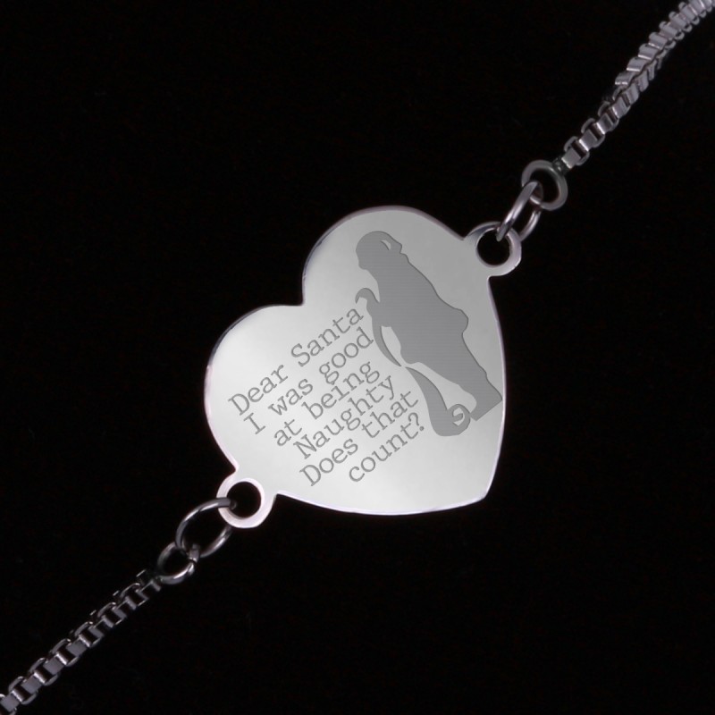 Bratara Gravata Argintie din Inox Inima Dear Santa