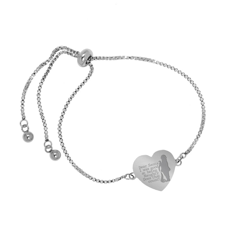 Bratara Gravata Argintie din Inox Inima Dear Santa