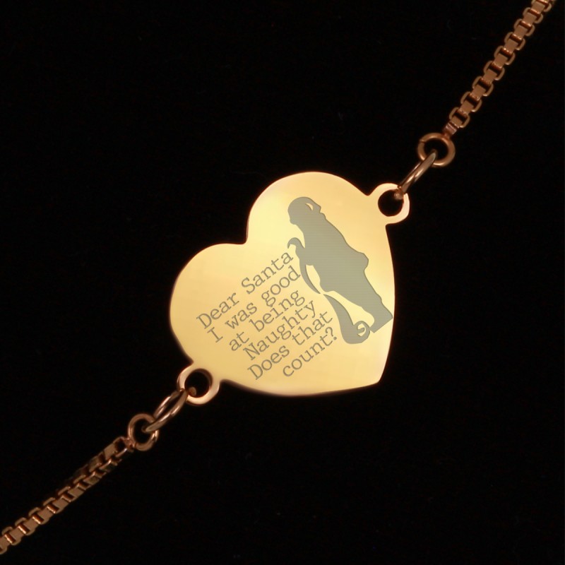 Bratara Gravata Aurie din Inox Inima Dear Santa
