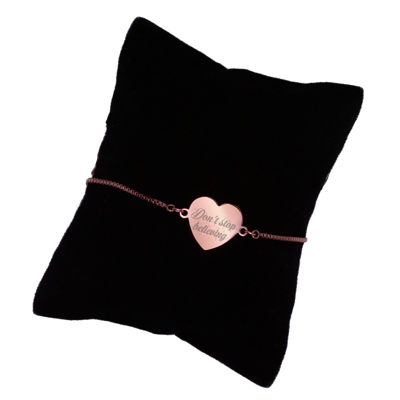 Bratara Gravata Rose Gold din Inox Inima Don't Stop Believing