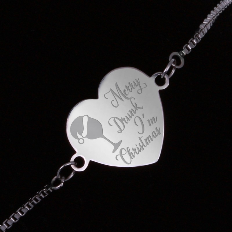 Bratara Gravata Argintie din Inox Inima I'm Christmas