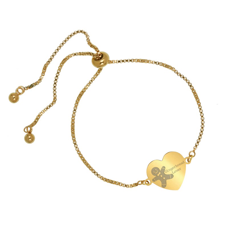 Bratara Gravata Aurie din Inox Inima Gingerbread Lover