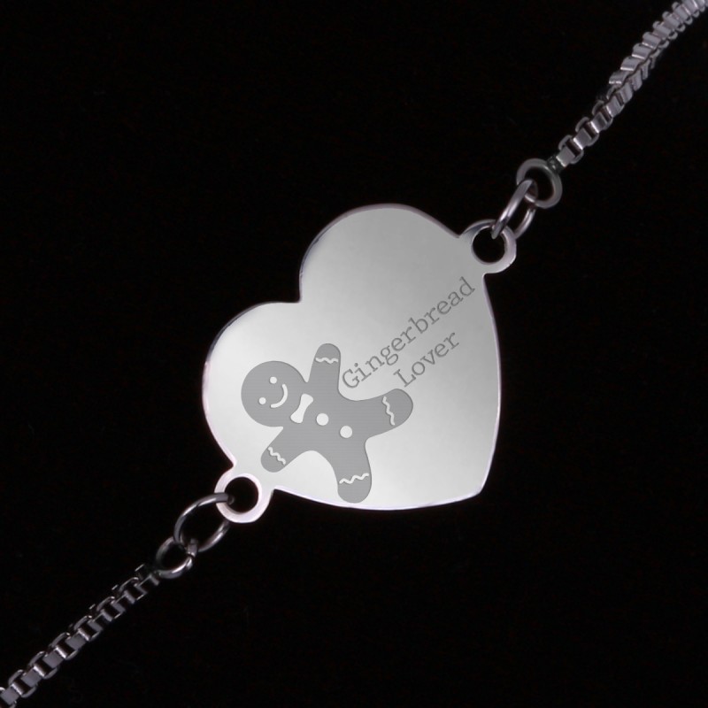 Bratara Gravata Argintie din Inox Inima Gingerbread Lover