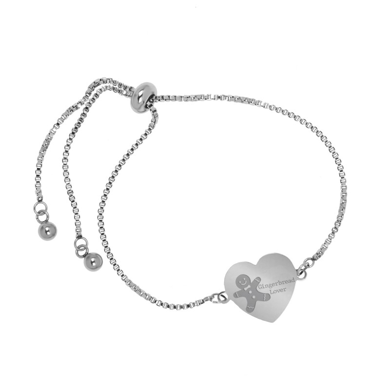 Bratara Gravata Argintie din Inox Inima Gingerbread Lover