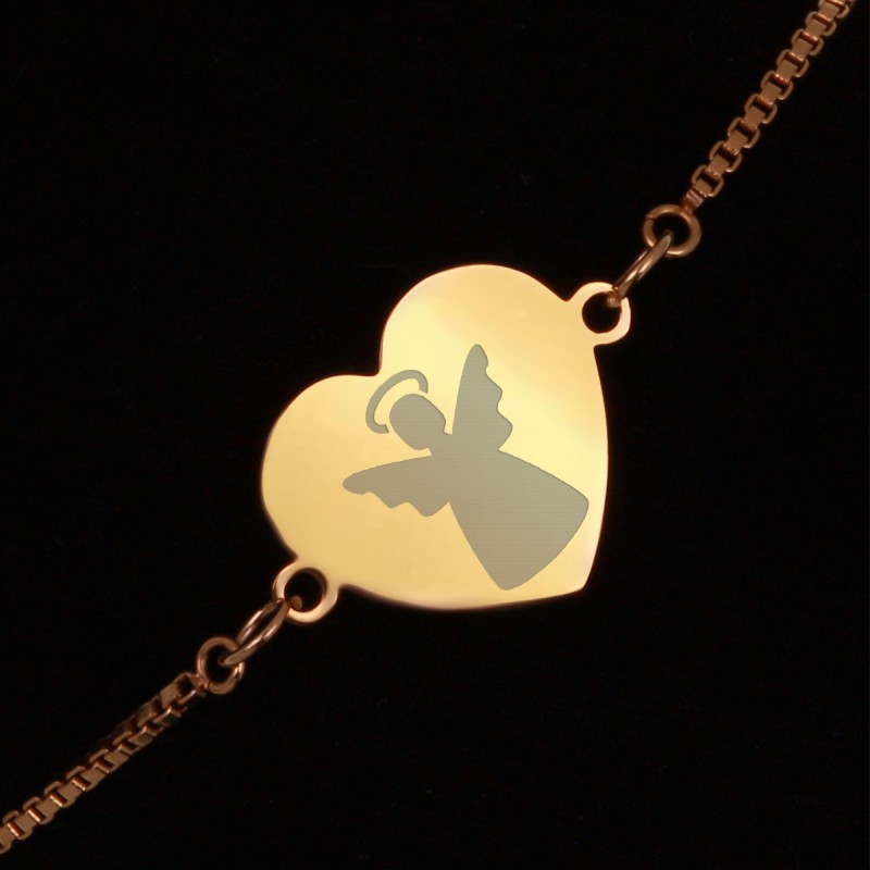 Bratara Gravata Aurie din Inox Inima Ingeras