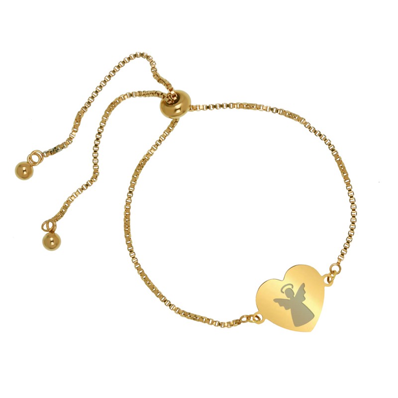 Bratara Gravata Aurie din Inox Inima Ingeras