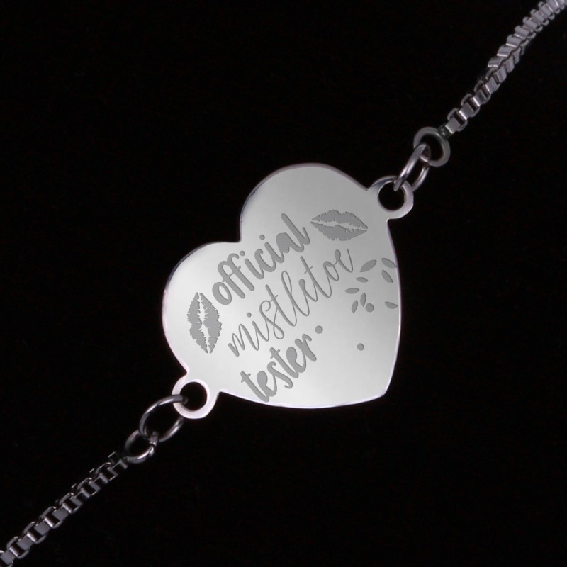 Bratara Gravata Argintie din Inox Inima Mistletoe Tester