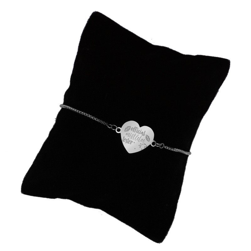 Bratara Gravata Argintie din Inox Inima Mistletoe Tester